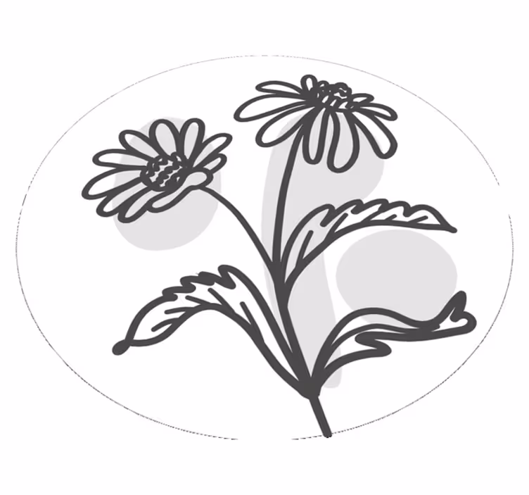 Grupp daisy linje konst design blommig matta - Tenstickers