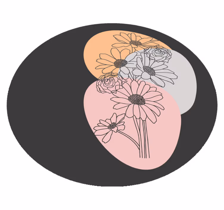 Cirkelsammansättning Vinylmatta blommor och växter - Tenstickers
