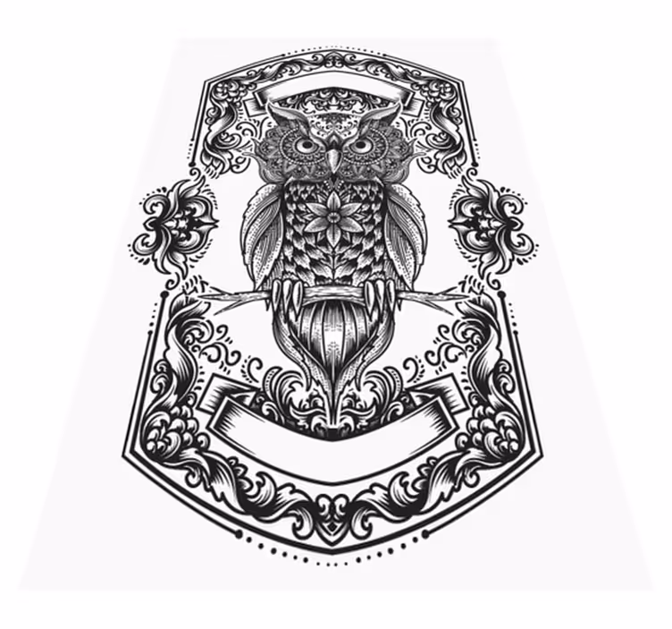 Intrikat ugglemotiv Vinylmatta Mandala - Tenstickers