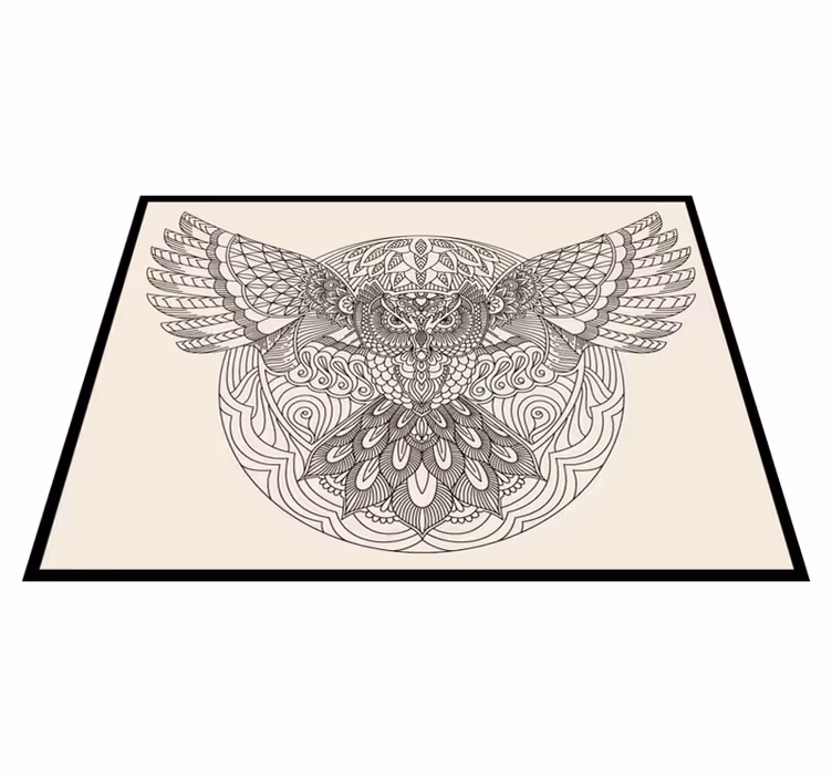 Elegant ugglamönster Vinylmatta Mandala - Tenstickers