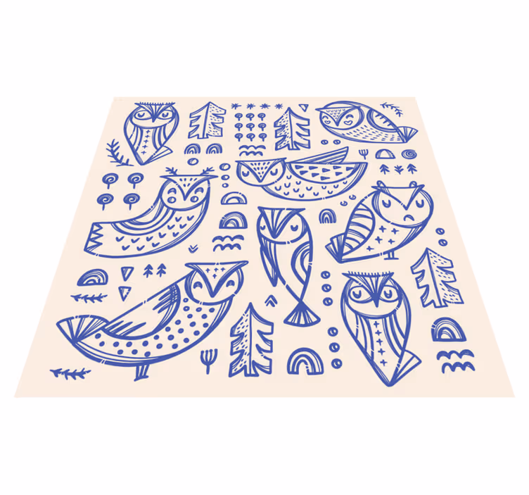Nyckfulla ugglemönster Vinylmatta Barn - Tenstickers