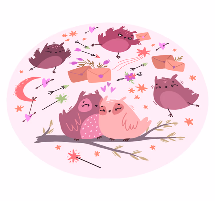 Lila ugglor Vinylmatta Barn - Tenstickers