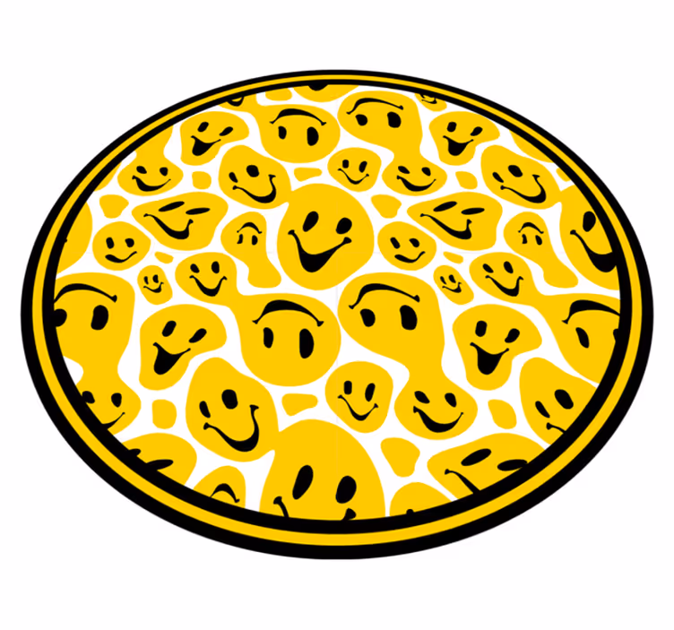 Vita och gula leende uttryckssymboler teen vinyl matta - Tenstickers
