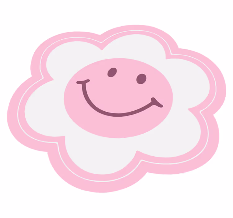 Smiley blommiga emblem Vinylmatta Ungdom - Tenstickers