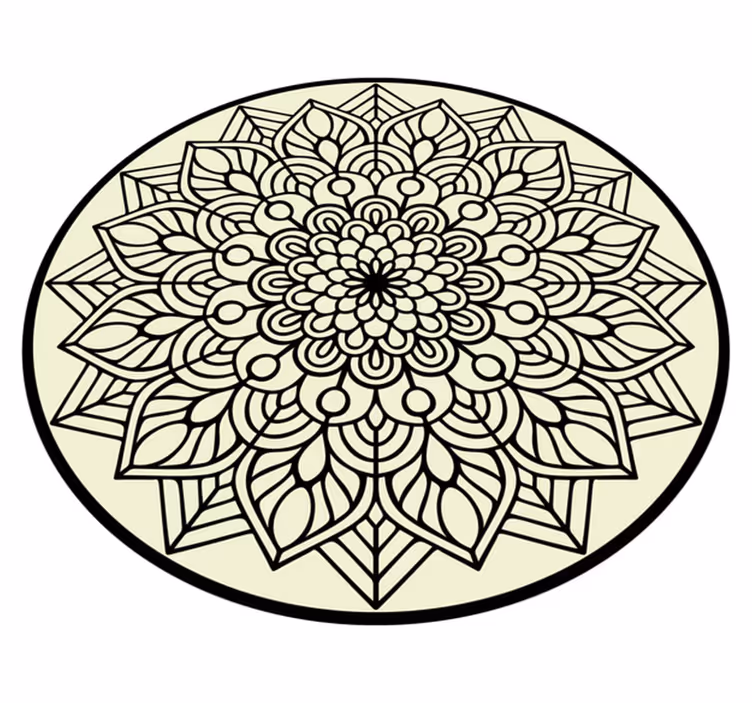 Graciöst botaniskt emblem Vinylmatta Mandala - Tenstickers