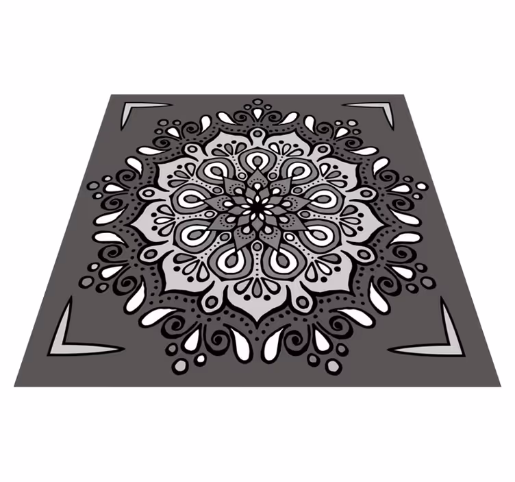 Elegant motiv på grått Vinylmatta Mandala - Tenstickers