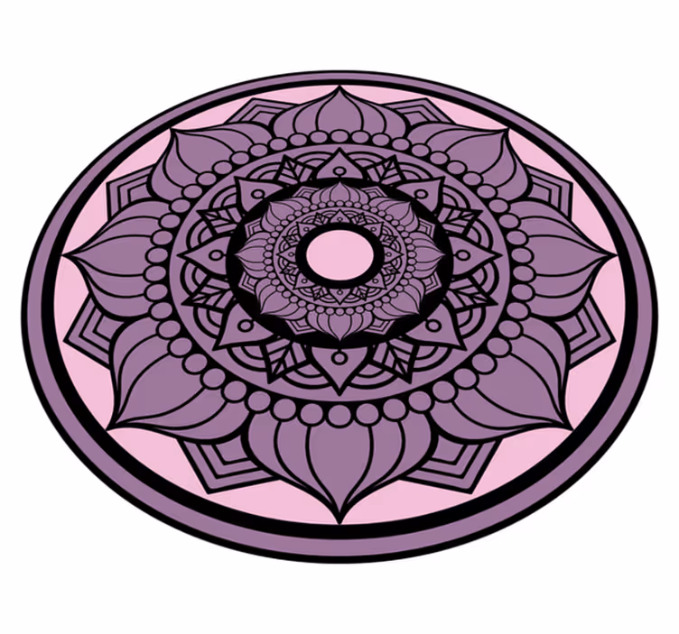 Cirkulärt blommönster Vinylmatta Mandala - Tenstickers