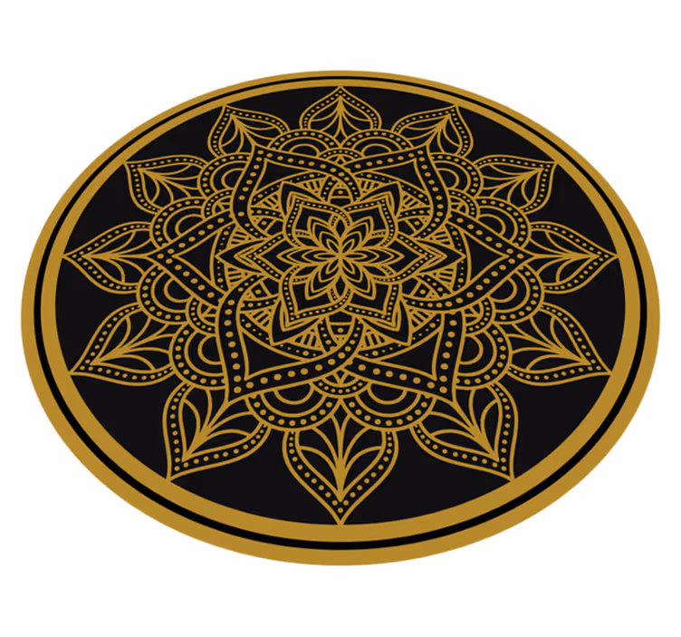 Golden sun form mandala vinyl matta - Tenstickers