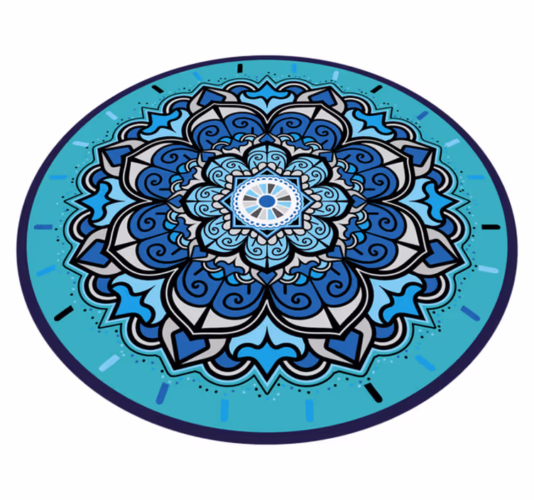 Invecklad blå mandala Vinylmatta Cirkulär - Tenstickers