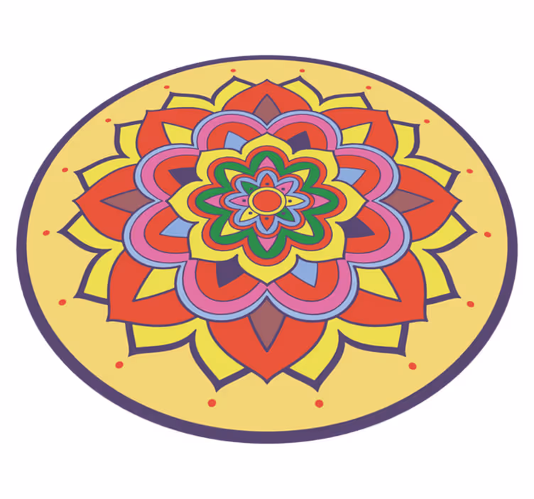 Färgglad stor blomma Vinylmatta Mandala - Tenstickers