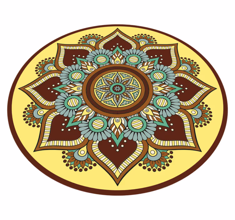Färgglatt utsmyckat mönster Vinylmatta Mandala - Tenstickers