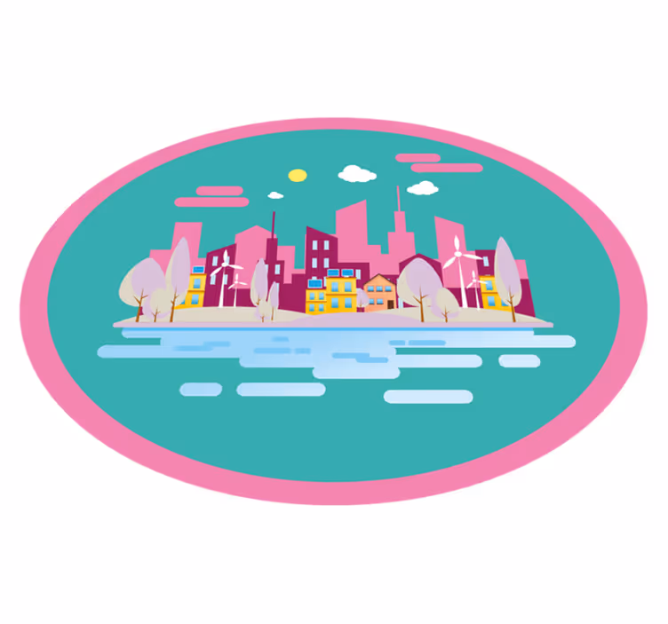 Färgstark stadsbild Andra Vinylmattor - Tenstickers