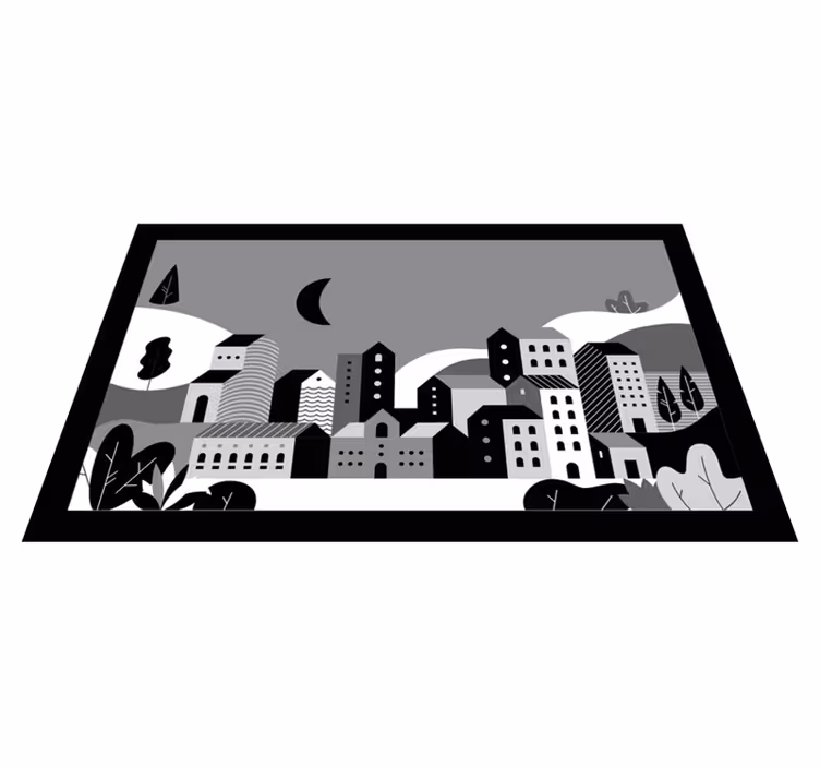 Vit och svart stads barn vinylmatta - Tenstickers