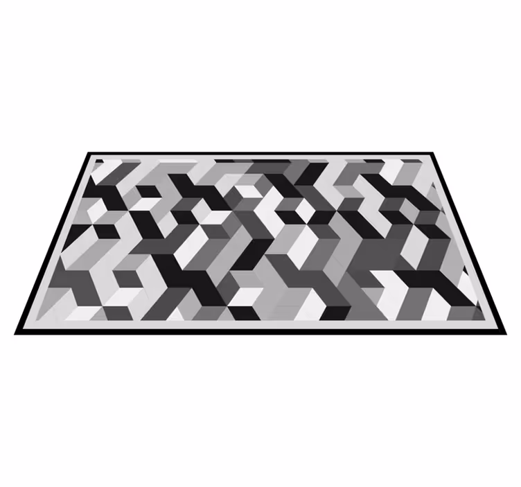 Modern grå 3d kuber geometrisk matta - Tenstickers