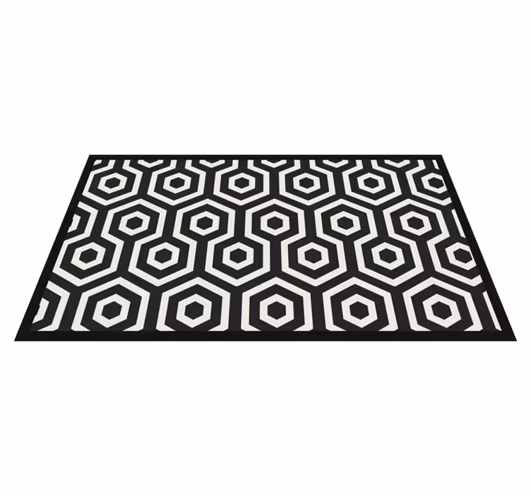 Diagonala svarta geometriska figurer kakel matta - Tenstickers