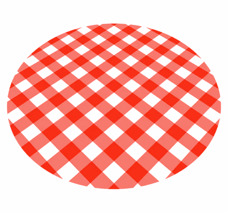 Rött rutmönster Vinylmatta Cirkulär - Tenstickers
