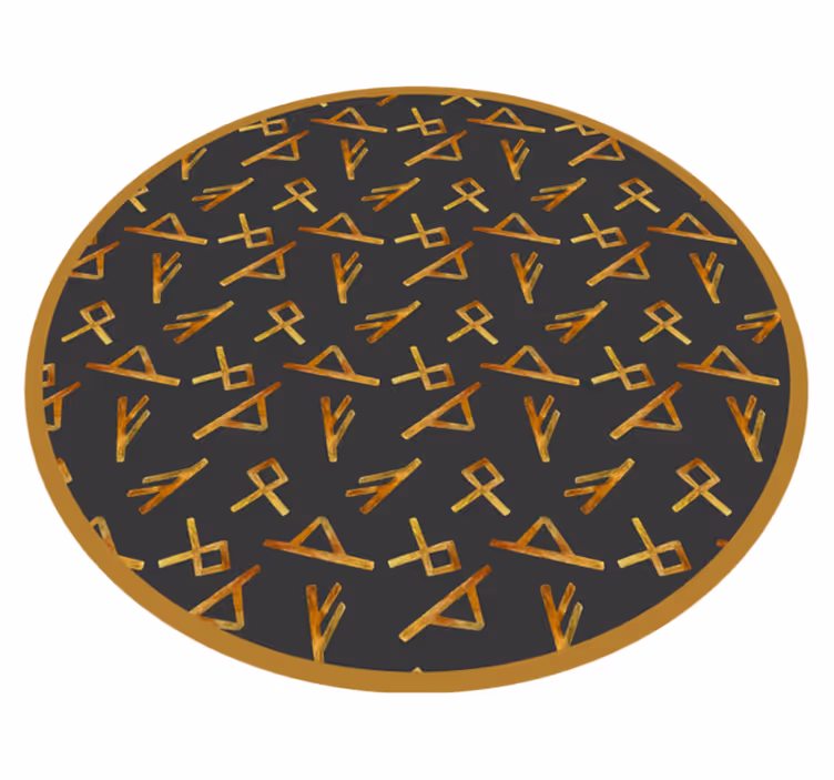 Gyllene viking runa på svart yta vinyl matta - Tenstickers