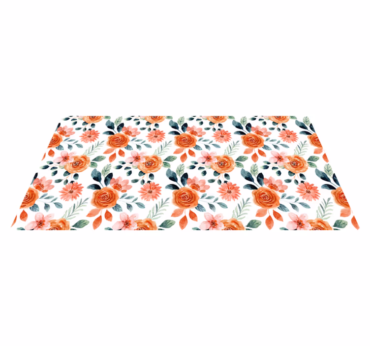 Förtjusande botaniskt motiv Vinylmatta blommor och växter - Tenstickers
