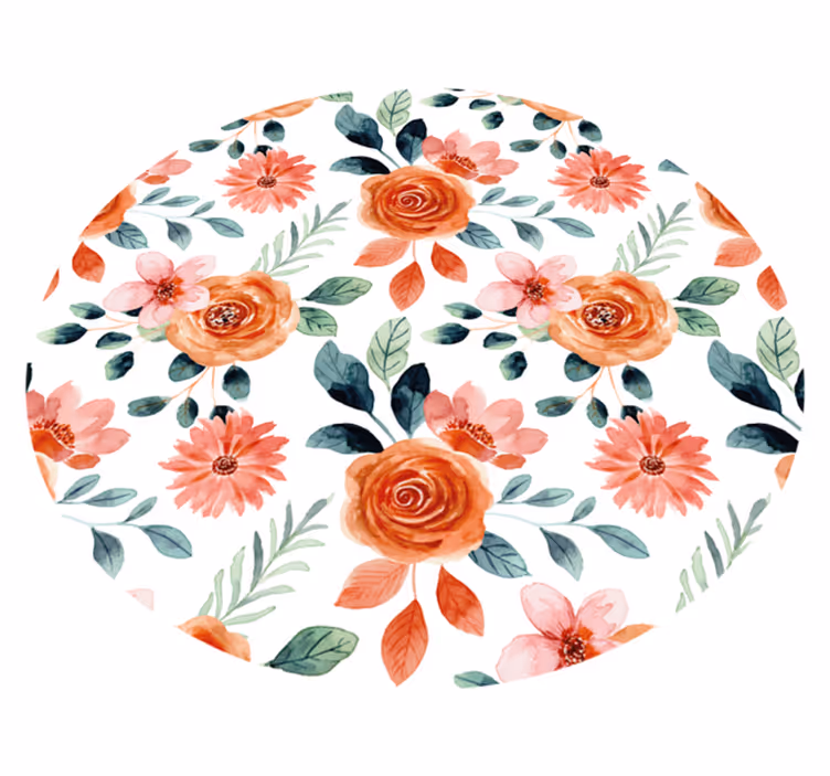 Blommig blomcirkel Vinylmatta foajé - Tenstickers