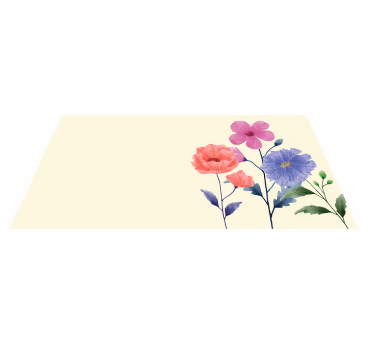 Vinylmatta blommor och växter livfull botanisk komposition - Tenstickers
