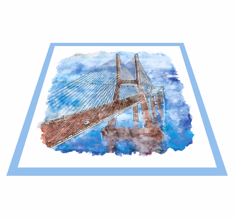 Bridge lissabon portugal akvarell vinyl matta - Tenstickers