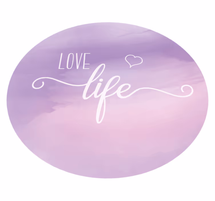 älskar livet på lila fläck cirkulär matta - Tenstickers