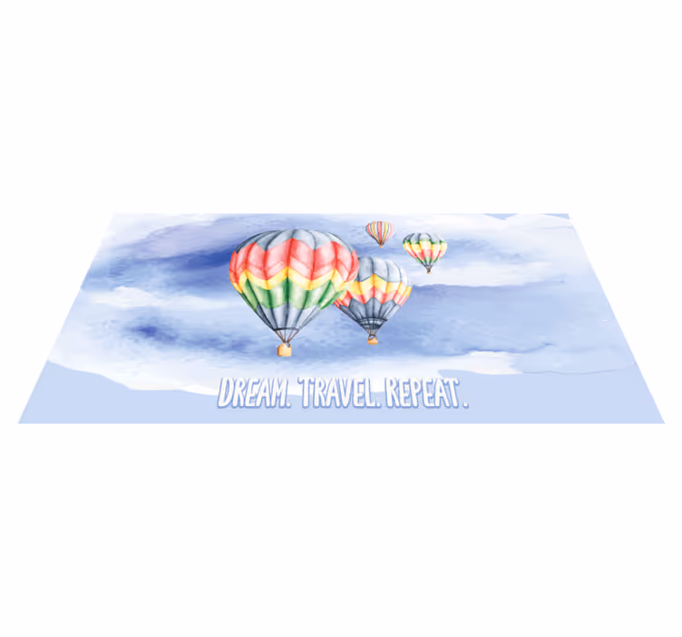 Akvarell resa med ballonger rektangulär matta - Tenstickers