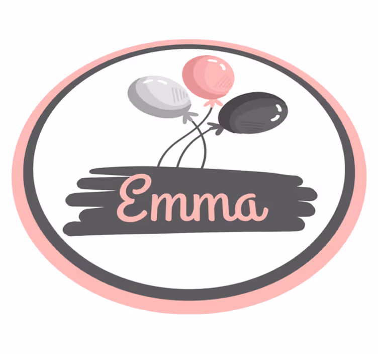 Rosa och grå ballonger personlig matta - Tenstickers