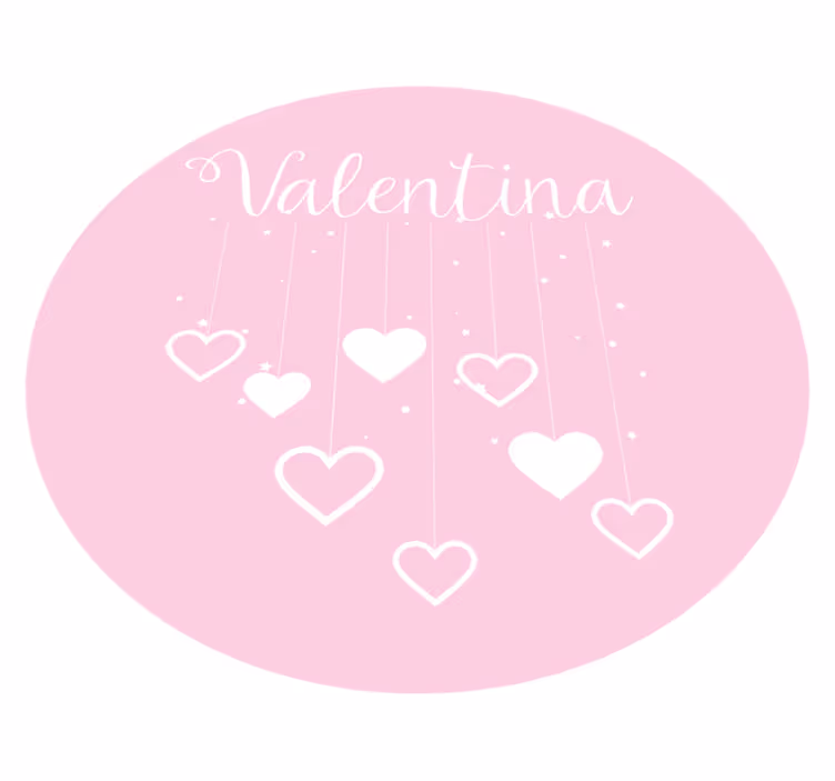 Hängande rosa hjärtan med namn Andra Vinylmattor - Tenstickers