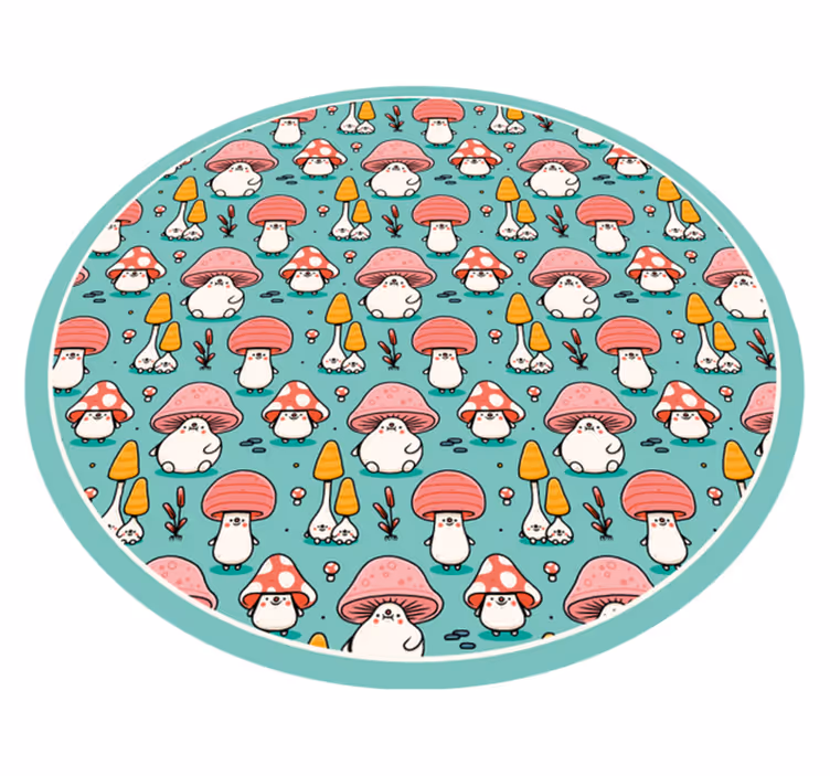 Bedårande svampfigurer Vinylmatta natur - Tenstickers