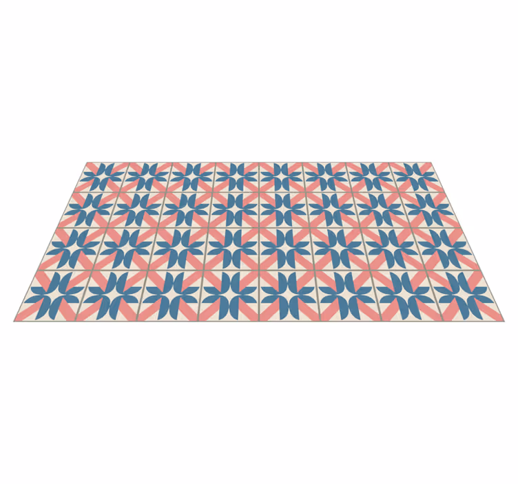 Rosa blått geometriskt mönster Vinylmatta kakeleffekt - Tenstickers