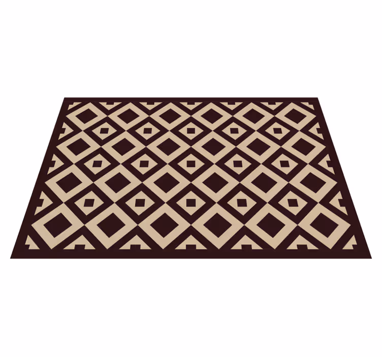 Vintage beige fyrkantiga mönster kakel matta - Tenstickers