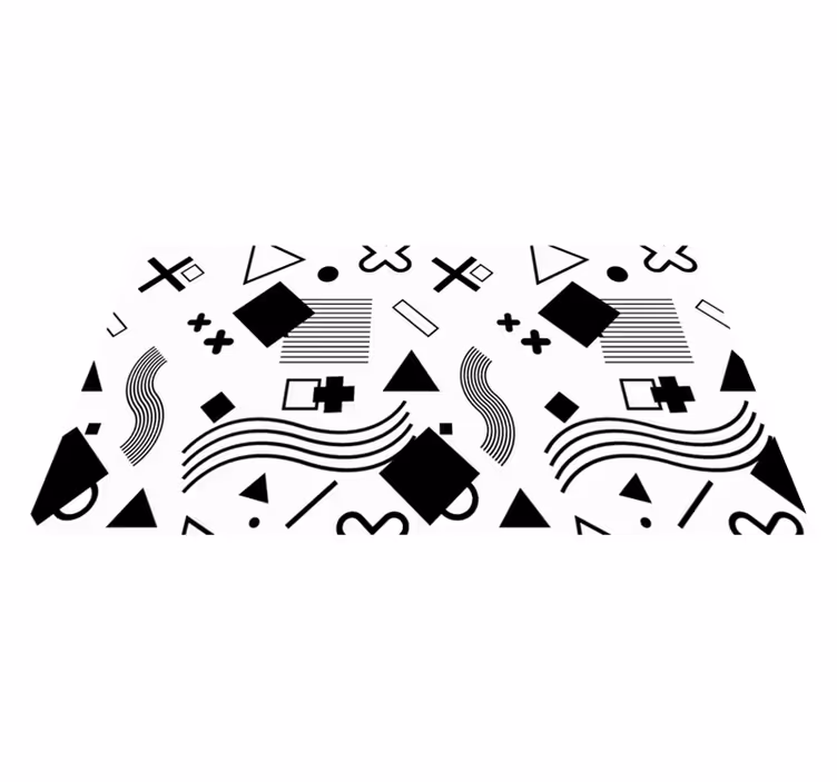 Svarta mönster Vinylmatta geometrisk - Tenstickers