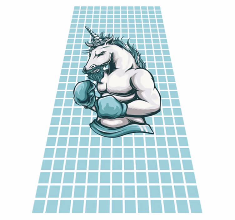 Boxningsenhörning illustration Vinylmatta Ungdom - Tenstickers