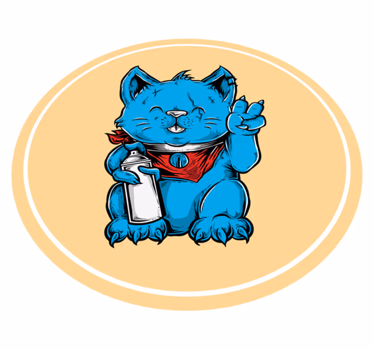 Blå katt med nappflaska Vinylmatta djur - Tenstickers