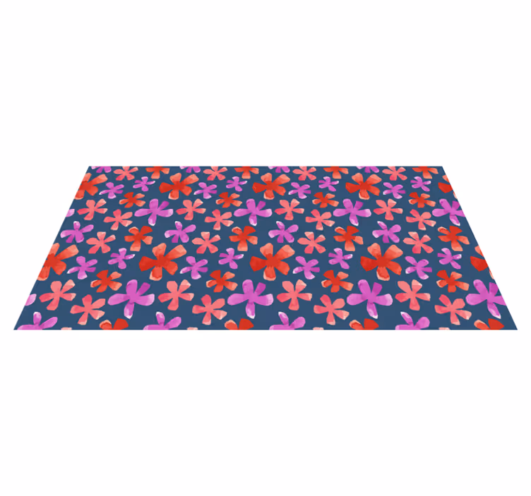 Lila och röda mönster Vinylmatta blommor och växter - Tenstickers