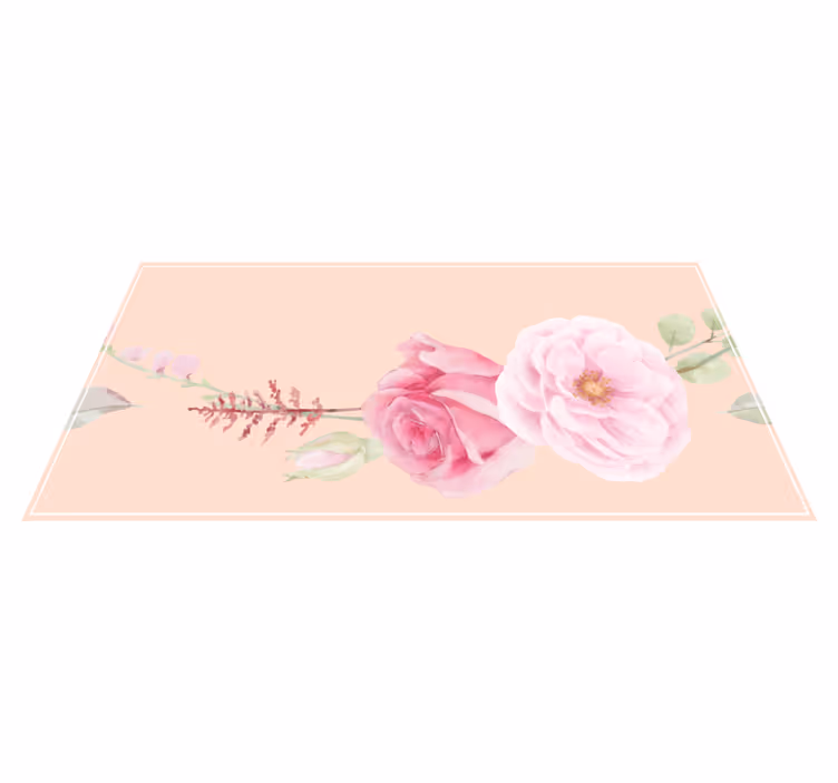 Vinylmatta blommor och växter i blek rosa blomster - Tenstickers