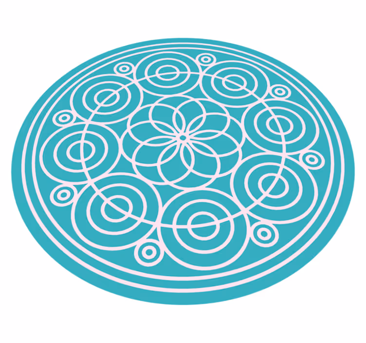 Turkost cirkulärt mönster Vinylmatta Mandala - Tenstickers