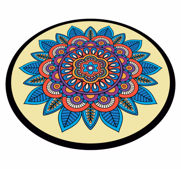 Färgstarkt cirkulärt motiv Vinylmatta Mandala - Tenstickers