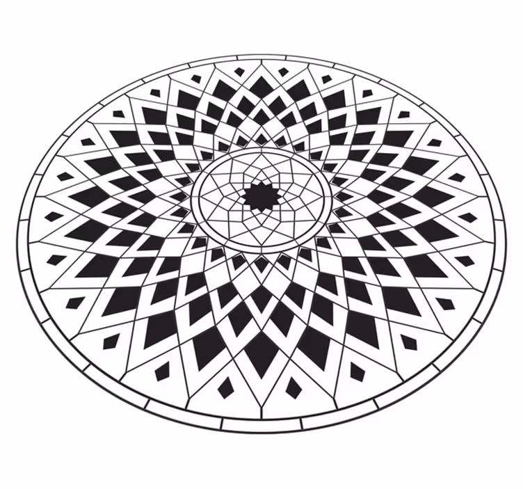 Komplext svart motiv Vinylmatta Mandala - Tenstickers