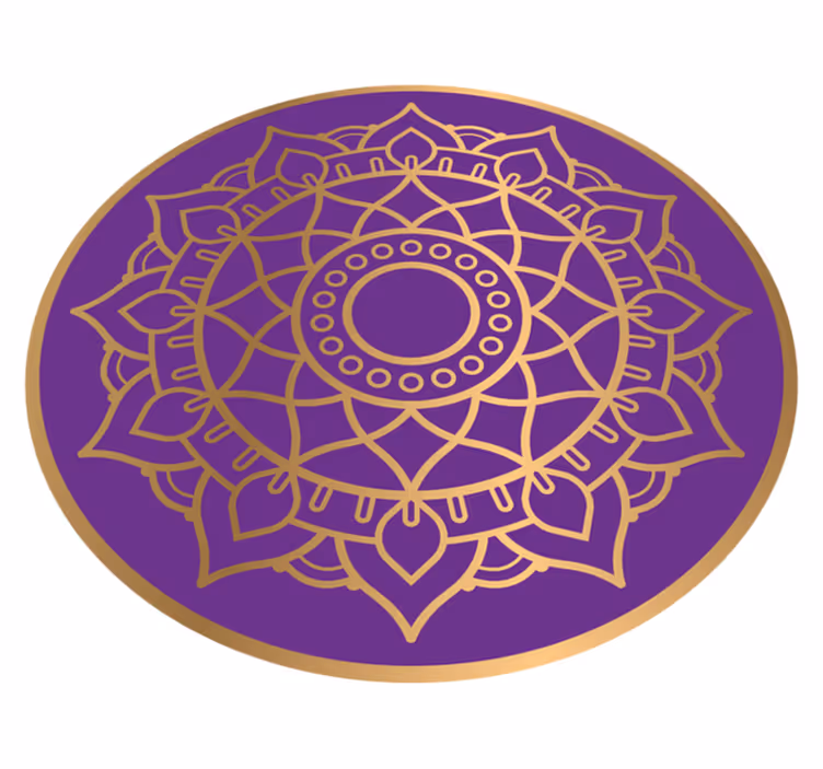 Lila och gyllene motiv Vinylmatta Mandala - Tenstickers