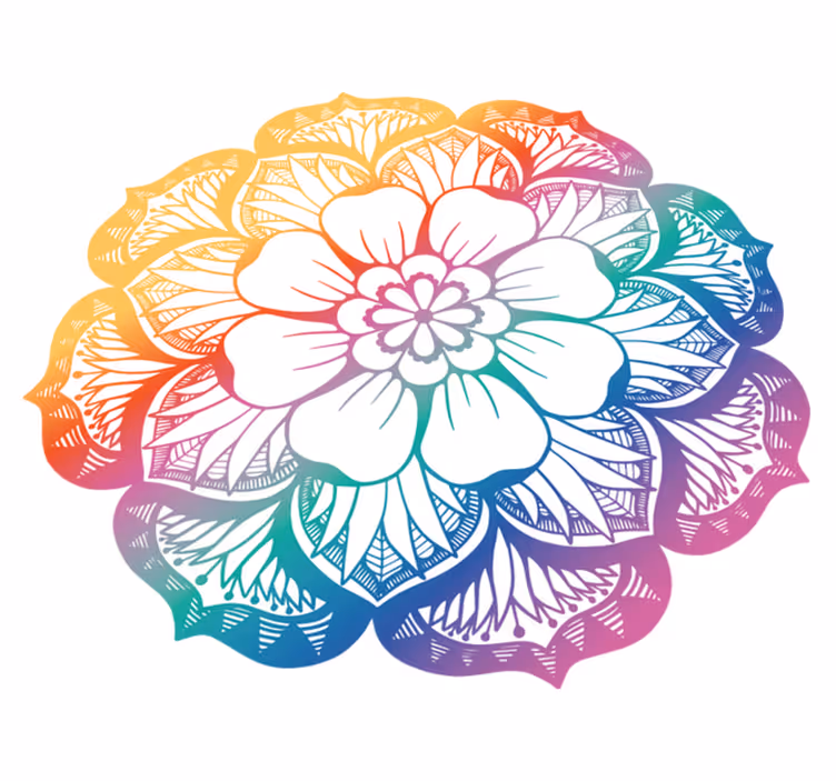 Färgglatt blommotiv Vinylmatta Mandala - Tenstickers