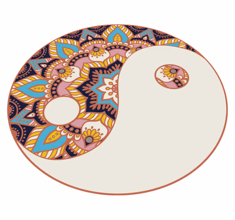 Yin yang-motiv Vinylmatta Mandala - Tenstickers