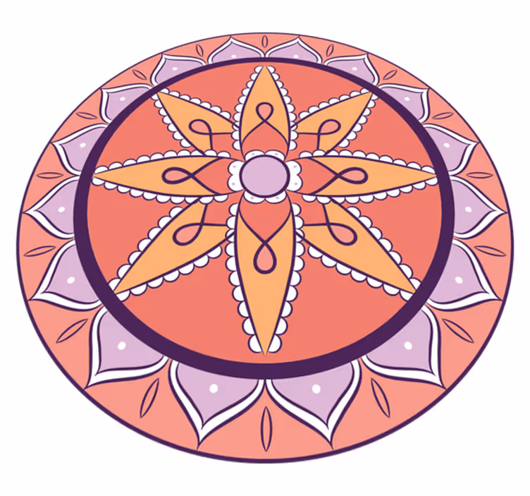 Enkelt rosa motiv Vinylmatta Mandala - Tenstickers