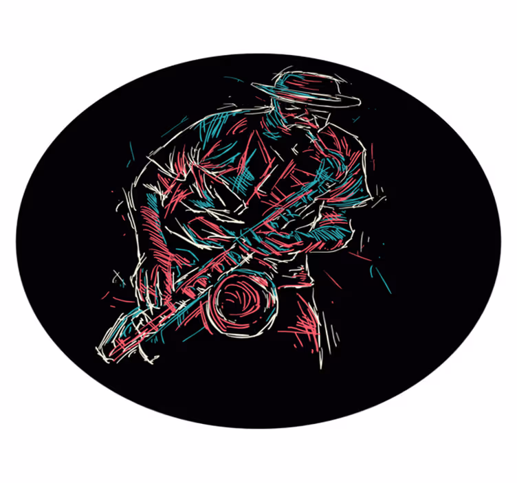 Abstrakt jazz saxofon spelare vardagsrumsmatta - Tenstickers