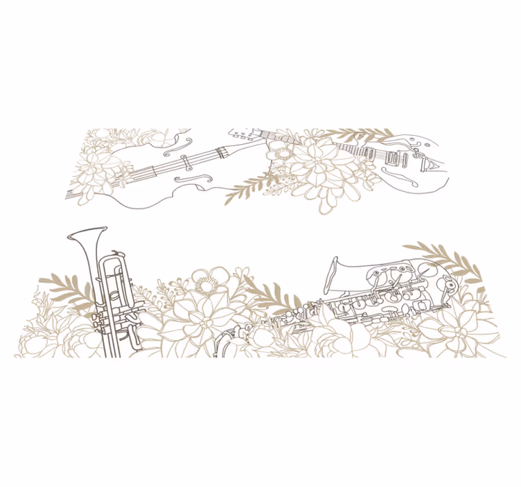 Musikinstrument i blommor sovrum matta - Tenstickers