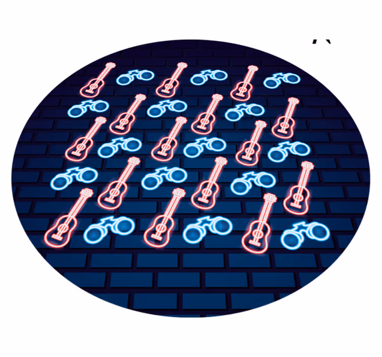 Neon musikaliska mönster Vinylmatta Ungdom - Tenstickers