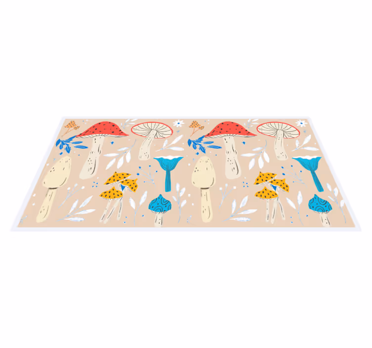 Klassisk svamp beige bakgrund blommig matta - Tenstickers