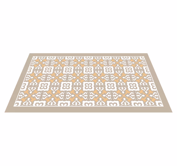 Vintage beige grå blommönster kakel matta - Tenstickers