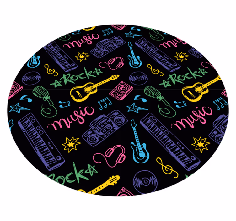 Musikaliska ikoner mönster Vinylmatta Ungdom - Tenstickers